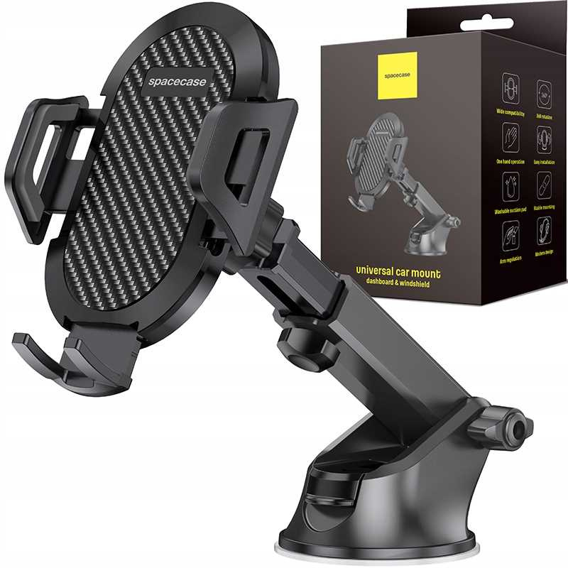 Spacecase Auto turētājs Car Holder SC01 Dash/Windshield melns