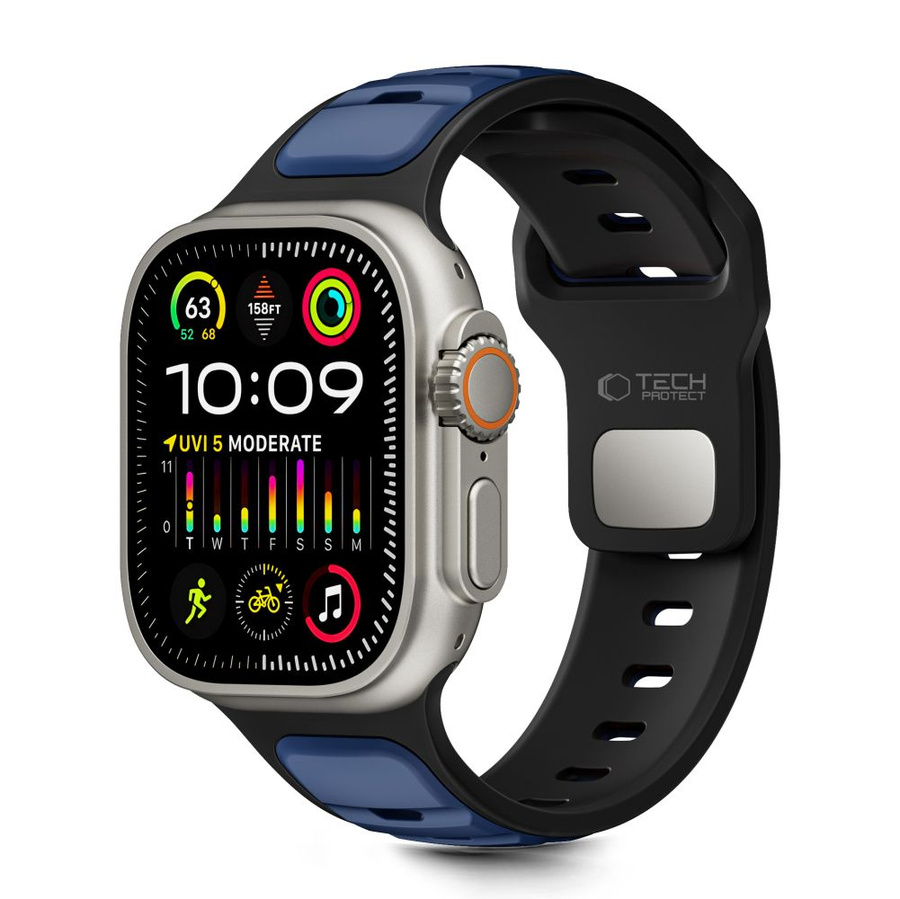 TECH-PROTECT ICONBAND LINE APPLE WATCH 8 / 9 / 10 / 11 / SE / ULTRA (44 / 45 / 46 / 49 MM) melns/tumši zils