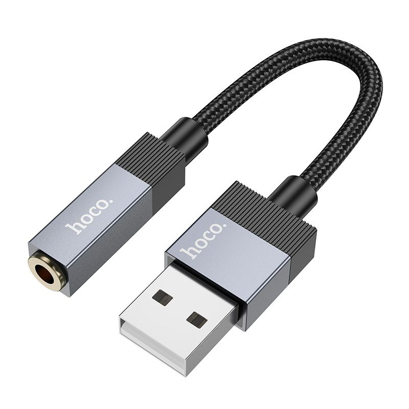 Adapteris AUX USB A (tēviņš) uz Jack 3,5 mm (mātīte) Hoco UPA32D melns