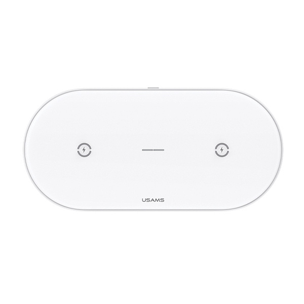 USAMS bezvadu lādētājs US-CD120 10W dubults balts CD120JN01