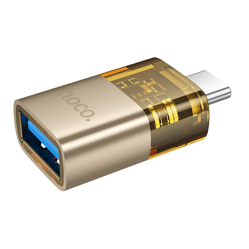 Adapteris OTG USB C uz USB A Hoco UA36B zeltains