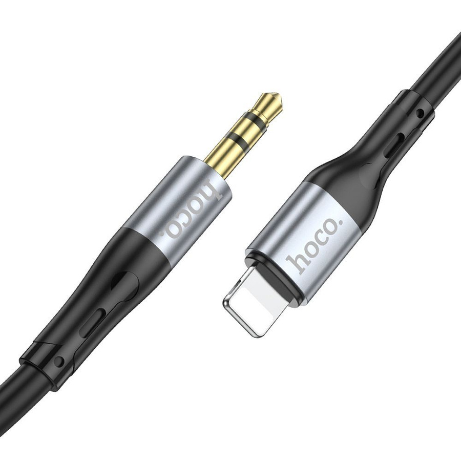 AUX kabelis Jack 3,5 mm uz Lightning Hoco 1 m UPA22 melns