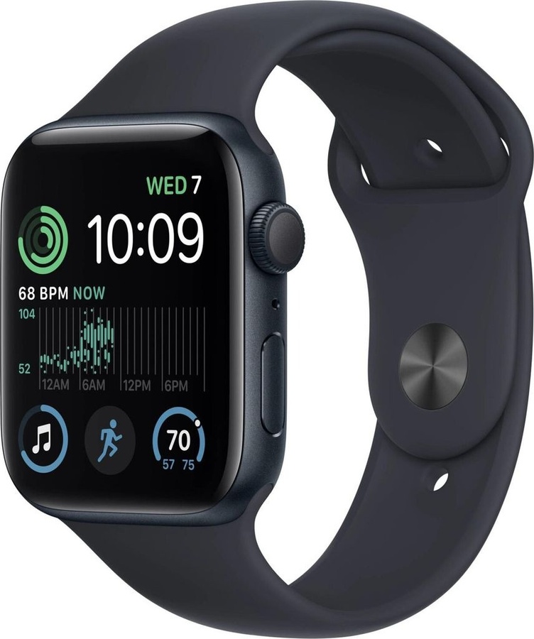 Apple Watch SE (2022) 44mm GPS Aluminum Case Black + sporta siksniņa Black Grade C
