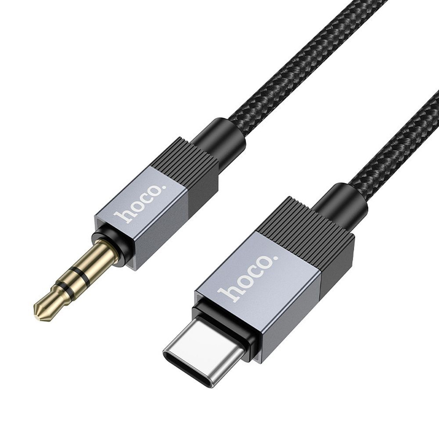 Kabelis AUX Jack 3,5 mm (tēviņš) uz USB C (tēviņš) Hoco 1 m UPA32B melns