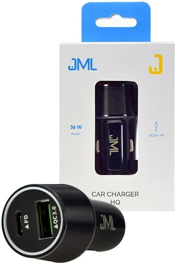 JML CC-105 Auto lādētājs - 2x USB 1.5A 36W PD QC 3.0
