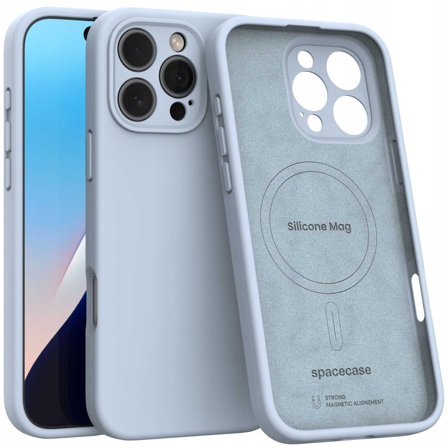 Spacecase Maciņš Silicone Mag iPhone 16 Pro Max gaiši zils
