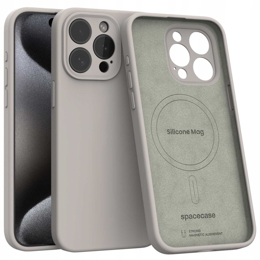 Spacecase Maciņš Silicone Mag iPhone 15 Pro Max akmens