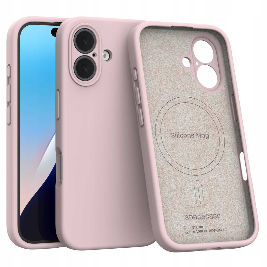 Spacecase Maciņš Silicone Mag iPhone 16 gaiši rozā