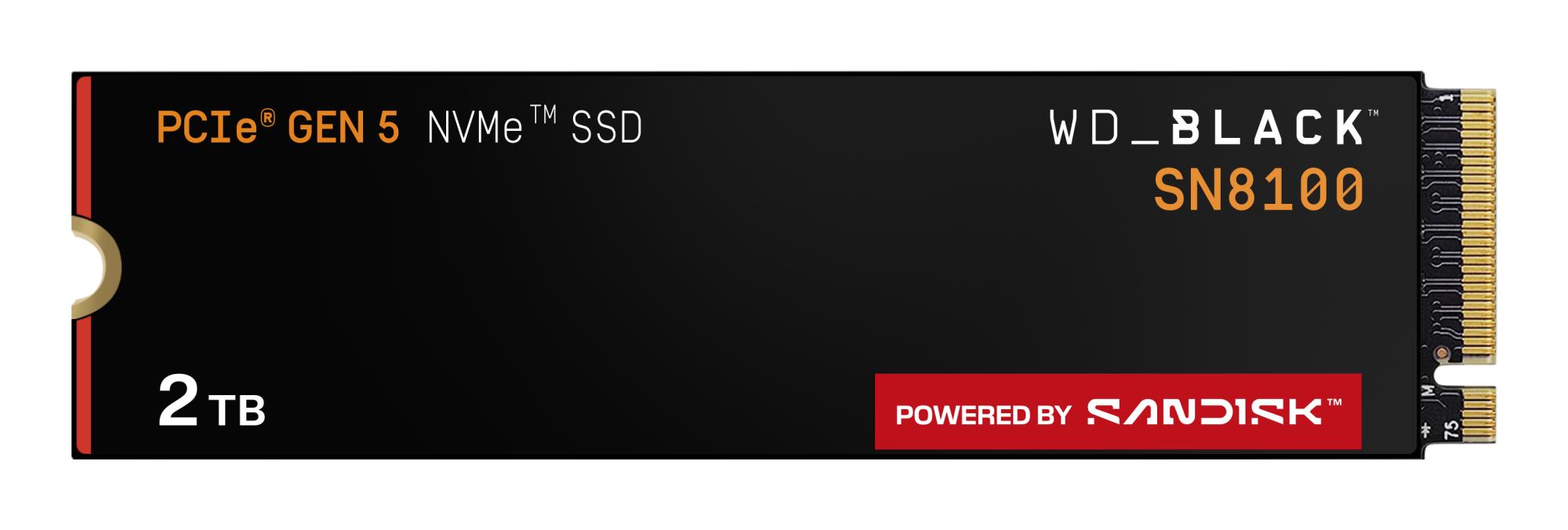 SSD|SANDISK|2400xTBW rating|NVMe Yes|PCI Express 5.0|M.2|2000 GB|POWERED BY SANDISK|Black SN8100|WDS200T1X0M