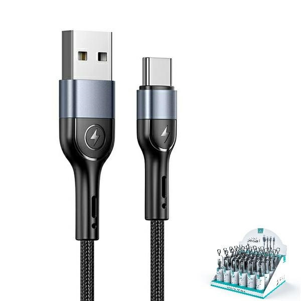 USAMS Pīts kabelis U55 2A USB-C1szt. for set U55 melns/black 1m SJ449ZJ01 (US-SJ449)