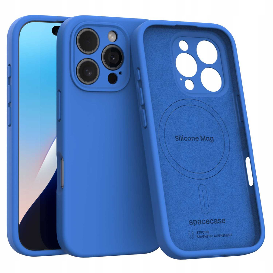 Spacecase Maciņš Silicone Mag iPhone 16 Pro zils