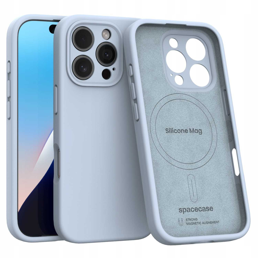 Spacecase Maciņš Silicone Mag iPhone 16 Pro gaiši zils