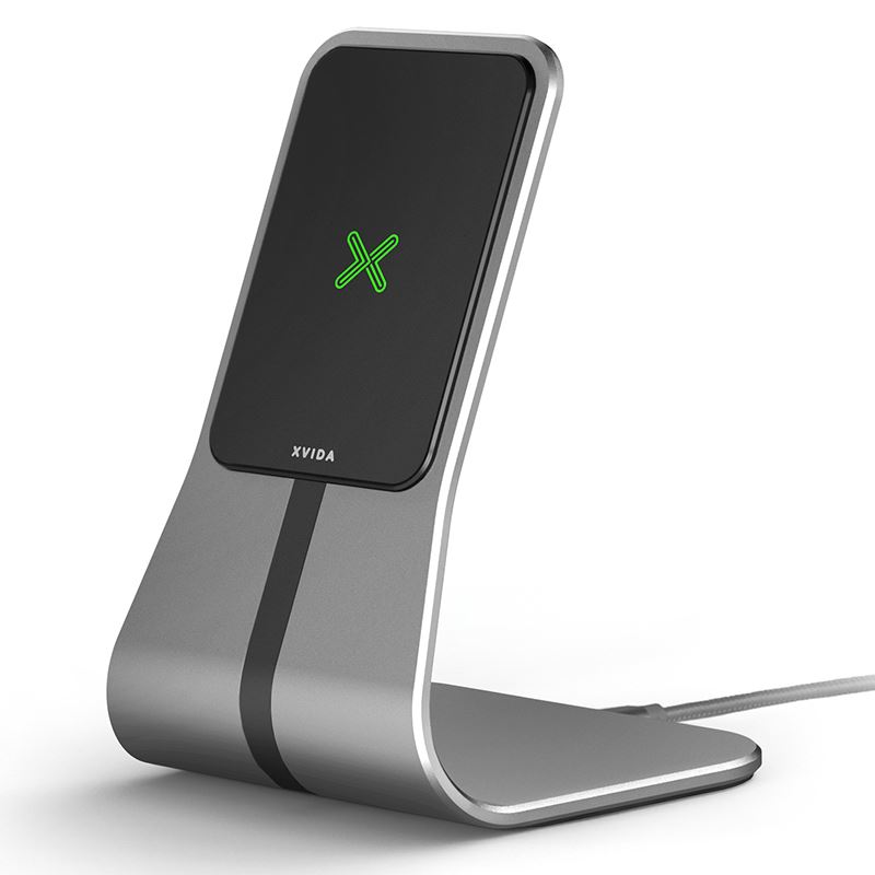 XVIDA (POWER 2) bezvadu Charging Desk statīvs - Qi 7.5W (sudrabs)