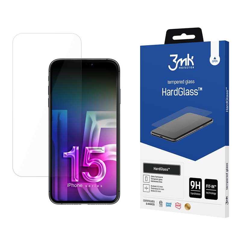 Rūdītais stikls 9H 3mk HardGlass™ iPhone 15 Pro