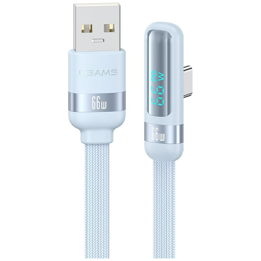 Kabelis USAMS US-SJ651 66W USB-A/USB-C 1.2m zils