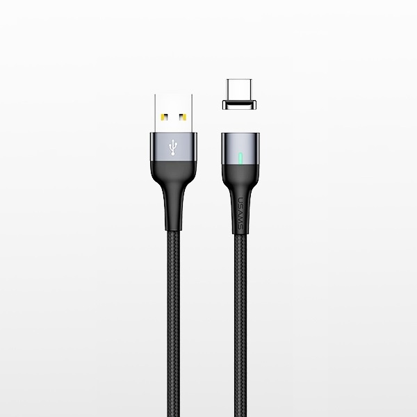 USAMS Magnētiskais kabelis U28 microUSB3A Fast Charge 1m pīts tērauda/tarnish SJ328USB01 (US-SJ328)