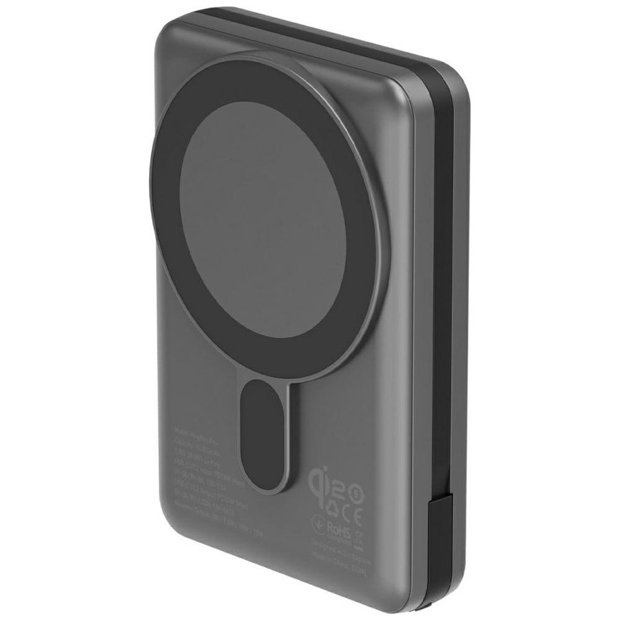 Bezvadu portatīvais lādētājs Energea MagPac Pro Plus 10000mAh Qi2 Magsafe pelēks