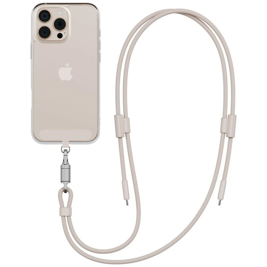 Kabelis ENERGEA Lasso Lanyard siksniņa telefonam USB-C - USB-C 1.5m 240W smilšu
