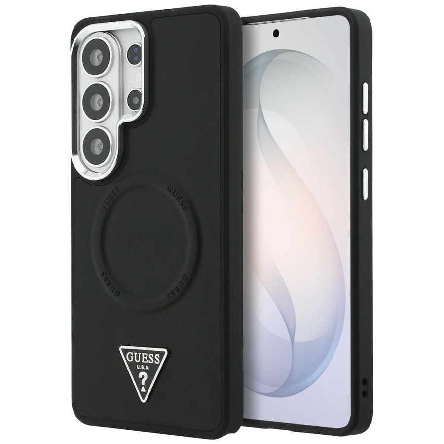 Guess maciņš Embossed Ring Triangle Logo MagSafe priekš Samsung Galaxy S26 Ultra melns