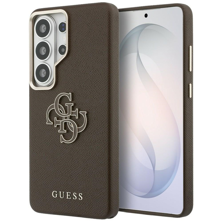 Guess maciņš Grained Big 4G Metal Logo priekš Samsung Galaxy S26 Ultra brūns