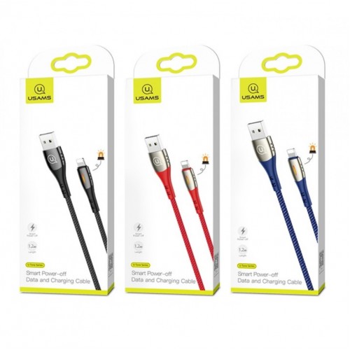 USB Kabelis USAMS "SJ303" Sarkans "Lightning" 120cm (LED indicator)