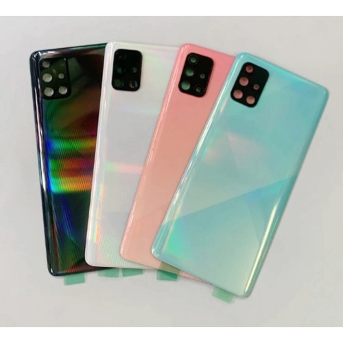 Aizmugurējais vāciņš Saderīgs ar Samsung A715 A71 / Prism Crush Melns / (ar camera lens) HQ