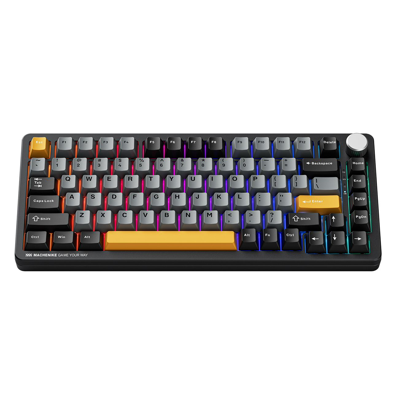 Machenike K600-B82W Bezvadu mehāniskā spēļu tastatūra ar apgaismojumu GR Silver Switch - melns
