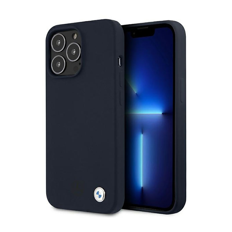 BMW Silicone Signature viedtālruņa apvalks iPhone 13 Pro Max 6.7" - tumši zils