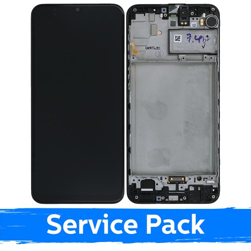 LCD Displejs Saderīgs ar Samsung M215 M21 / M30s M307 Melns Ar Frame (Service Pack)