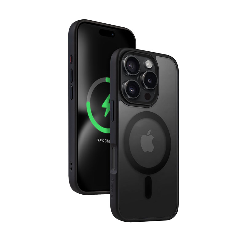 Crong Hybrid Frost MAG Cover - maciņš with MagSafe iPhone 16 Pro (melns)