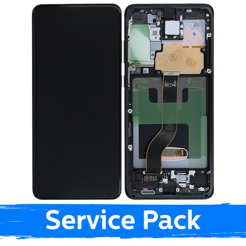 LCD Displejs Saderīgs ar Samsung G986 (G985) S20 Plus Ar Frame / Cosmic Melns / (Service Pack)
