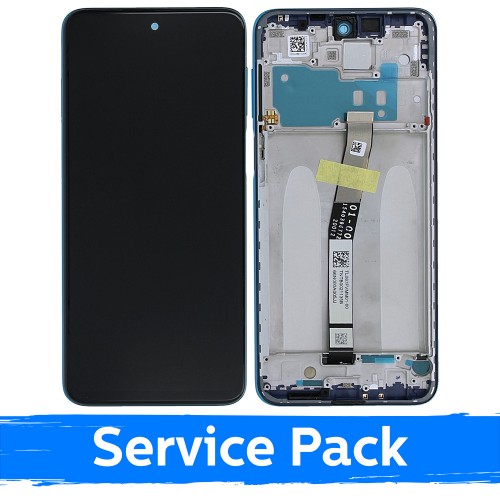 LCD Displejs Saderīgs ar Xiaomi Redmi Note 9S (Note 9 Pro) Ar Frame / Zils / (Service Pack)