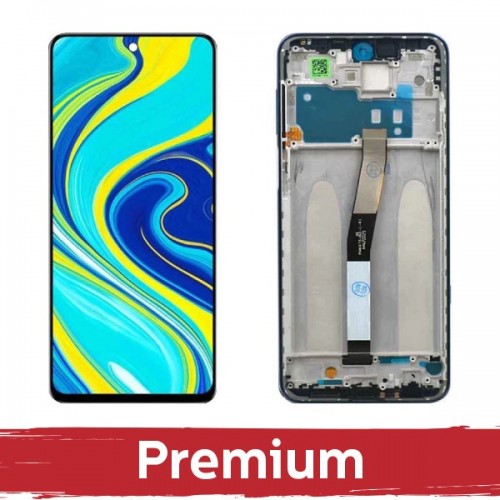 LCD Displejs Saderīgs ar Xiaomi Redmi Note 9S (Note 9 Pro) ar Frame / Glacier Balts / OEM