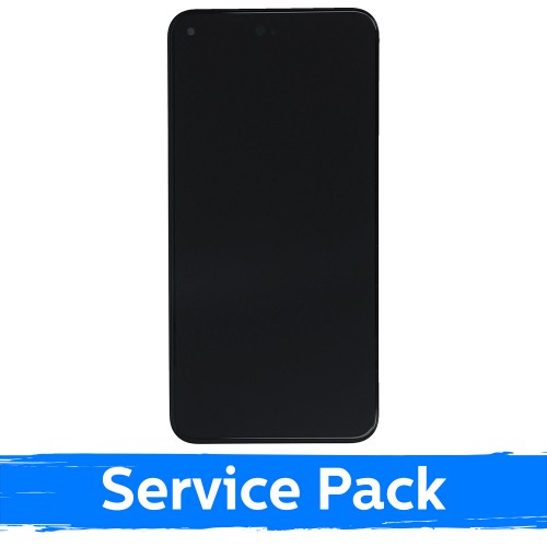 LCD Displejs Saderīgs ar Google Pixel 5 Melns Ar Frame (Service Pack)