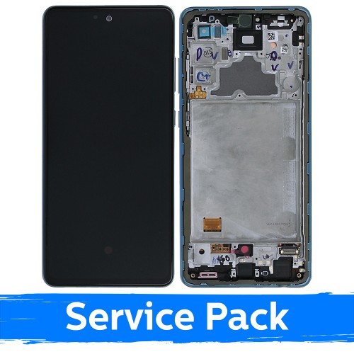 LCD Displejs Saderīgs ar Samsung A725 A72 Ar Frame / Awesome Zils / (Service Pack)