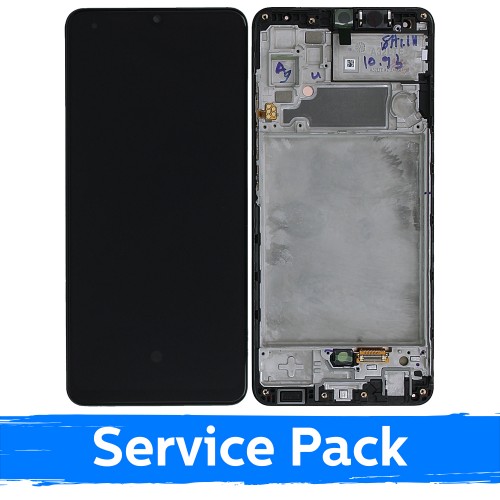 LCD Displejs Saderīgs ar Samsung A325 A32 4G Melns Ar Frame (Service Pack)