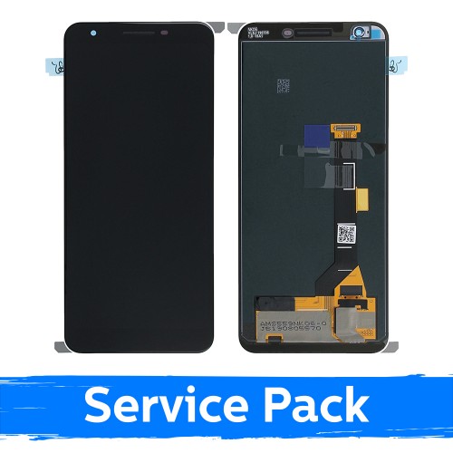 LCD Displejs Saderīgs ar Google Pixel 3A Melns Ar Frame (Service Pack)