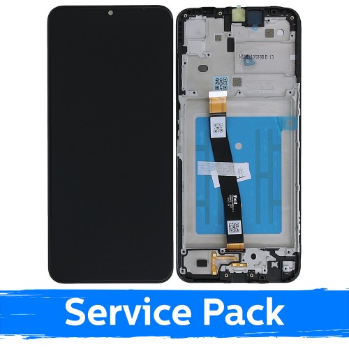 LCD Displejs Saderīgs ar Samsung A226 A22 5G Melns Ar Frame (Service Pack)