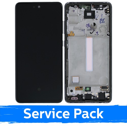 LCD Displejs Saderīgs ar Samsung A525 (A526) A52 Ar Frame / Awesome Melns / (Service Pack)