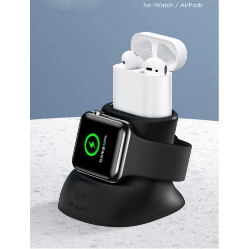 Phone Maciņš USAMS "ZJ051" Melns 2in1 (priekš iWatch / AirPods chargers) Silicone Melns
