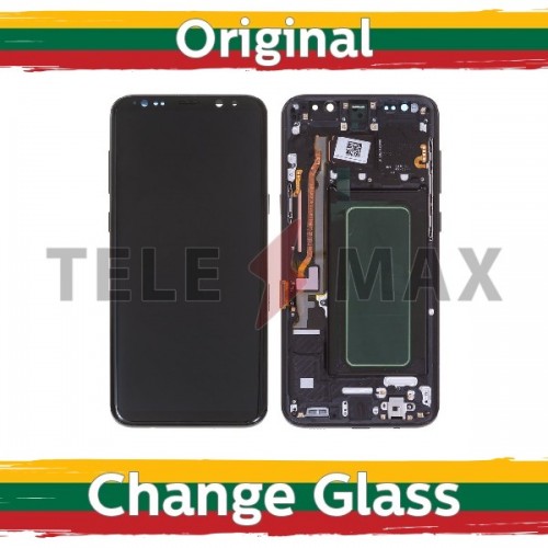 LCD Displejs Saderīgs ar Samsung G955 S8 Plus / Midnight Melns / original (Telemax Renewed)