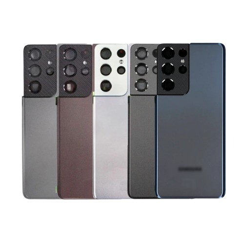 Aizmugurējais vāciņš Saderīgs ar Samsung G998 S21 Ultra / Phantom Melns / (ar camera lens) OEM