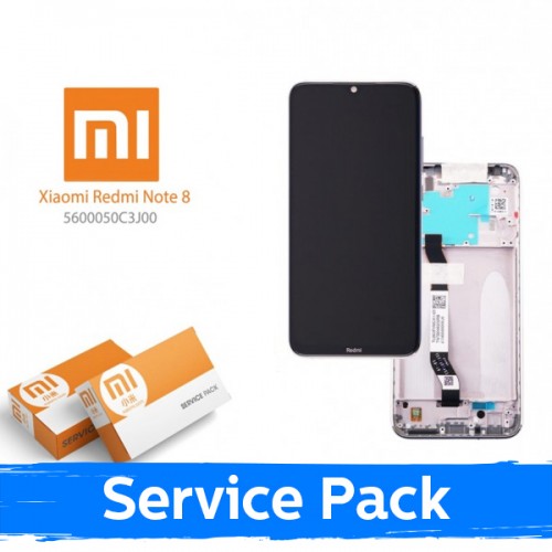 LCD Displejs Saderīgs ar Xiaomi Redmi Note 8 (Note 8 2021) Ar Frame / Balts / (Service Pack)