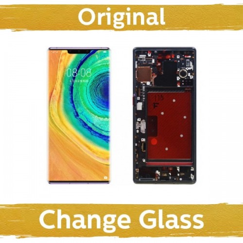 LCD Displejs Saderīgs ar Huawei Mate 30 Pro ar Frame / Melns / (Renewed: China)
