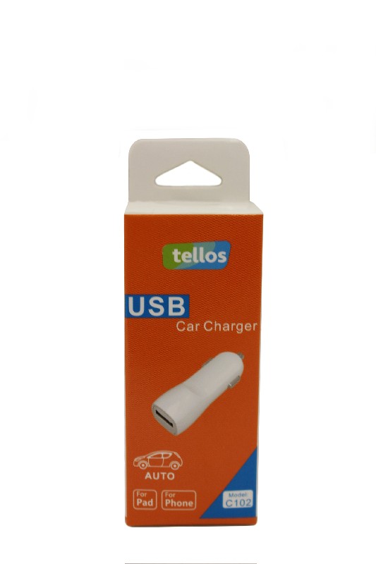 Auto lādētājs Tellos C102 ar USB connector 1A balts