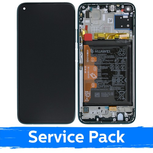 LCD Displejs saderīgs ar Huawei P40 Lite ar rāmi / Crush zaļš / (Service Pack)