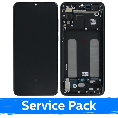 LCD Displejs Saderīgs ar Xiaomi Mi 9 Lite Ar Frame / Onyx Pelēks / (Service Pack)