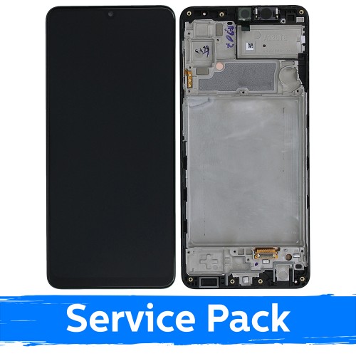 LCD Displejs Saderīgs ar Samsung A225 A22 4G Melns Ar Frame (Service Pack)