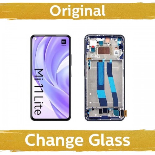 LCD Displejs Saderīgs ar Xiaomi Mi 11 Lite 4G (Lite 5G / Lite 5G NE) ar Frame / Sudrabs / (Renewed: China)
