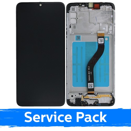LCD Displejs Saderīgs ar Samsung A207 A20s Melns Ar Frame (Service Pack)